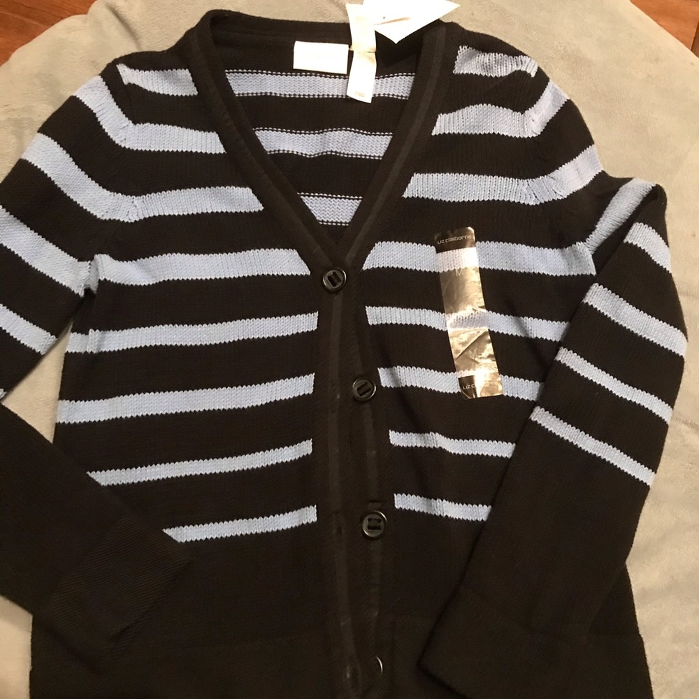 Liz Claiborne striped cardigan medium NWT